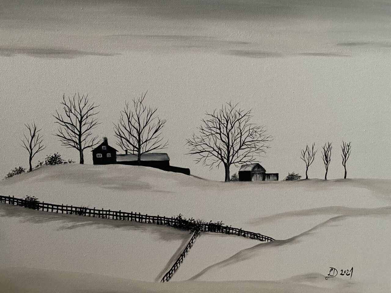 Obrazy Dufková - Zima na vesnici